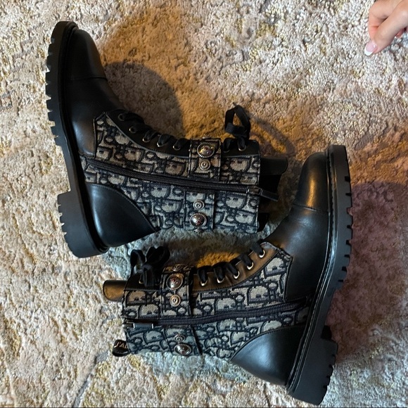 Dior Jacquard oblique combat boots size 8 - Picture 8 of 10